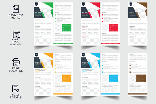 Case Study DL Flyer , Roll up Case study template | Data Sheet layiut template | Business case study layout with yellow elements | Double side flyer template, rack card design