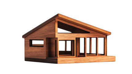 Wooden architectural model showcasing contemporary design in minimalistic style with large windows and open spaces