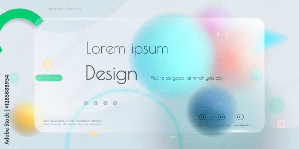 Aufkleber abstract transparent glass. element with blur geometric, circle shape, gradient color background. mo