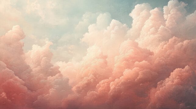 Fluffy pink clouds with hints of blue sky looking beautiful today