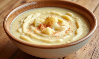 Creamy cauliflower soup bowl
