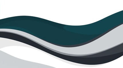 Abstract wavy background with teal, grey, and black curves on white.
