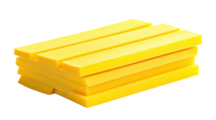 Stacked yellow bars arranged neatly on a white background showcasing vibrant color and simple geometric design