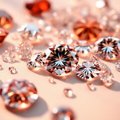 Fototapeta premium Glistening Diamonds Sparkling on Soft Background Reflecting Light and Luxury