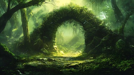 Mystical Forest with Ancient Archway