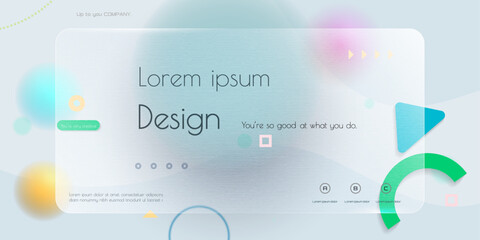 Abstract transparent glass. Element with blur geometric, circle shape, gradient color background. Modern vector design. Creative Glass morphism for business landing page, banner, poster template