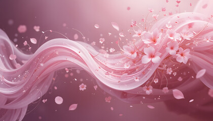 Pink Floral Wave Abstract Background - Soft & Pastel Colors