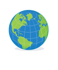 Vector Planet Earth icon in flat style isolated on white background