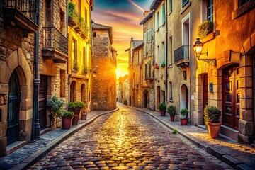 Fototapeta premium Vintage charm of Narbonne's old town. A picturesque French scene.