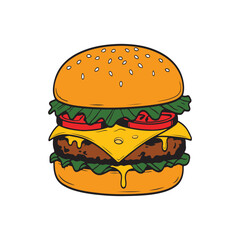 Classic Cartoon Cheeseburger Vector Illustration