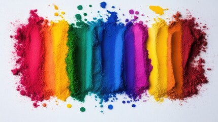Vibrant Rainbow Spectrum of Powdered Colors on White Surface