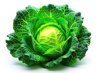 Obraz premium White background showcases a cartoon double-exposure green cabbage.