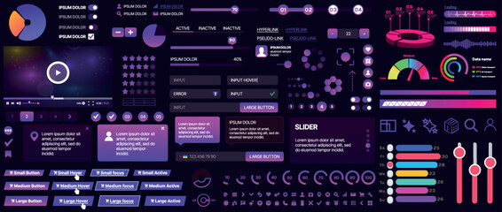 A set of UI components for mobile apps and websites. Includes buttons, panels, menus, sliders, and charts. Modern design for easy interaction, data management, and automation.