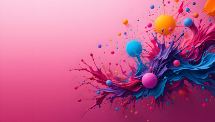 Vibrant Paint Explosion, Colorful Abstract - Abstract art