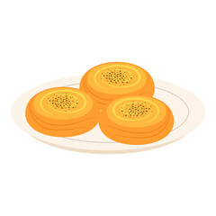 Nowruz holiday spring elements. Flat Illustration sweets and tradition