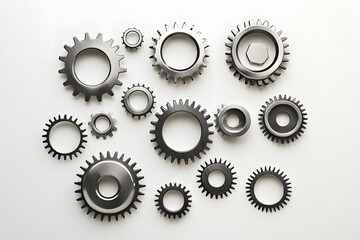 Gear and cogs wheels, clock mechanism, brass metal engine industrial.