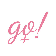 Día internacional de la mujer. Logo con palabra go con letra o como símbolo femenino 