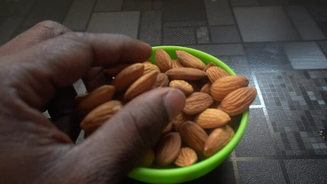 Almonds are nutrient-rich, oval-shaped dry fruits with a crunchy texture, high in healthy fats, protein, vitamins, and antioxidants, promoting heart health, brain function, and overall wellness.