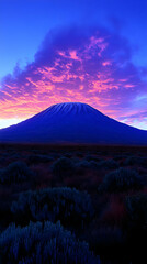 Fototapeta premium Dramatic Pink And Purple Sunrise Over Mountain Peak
