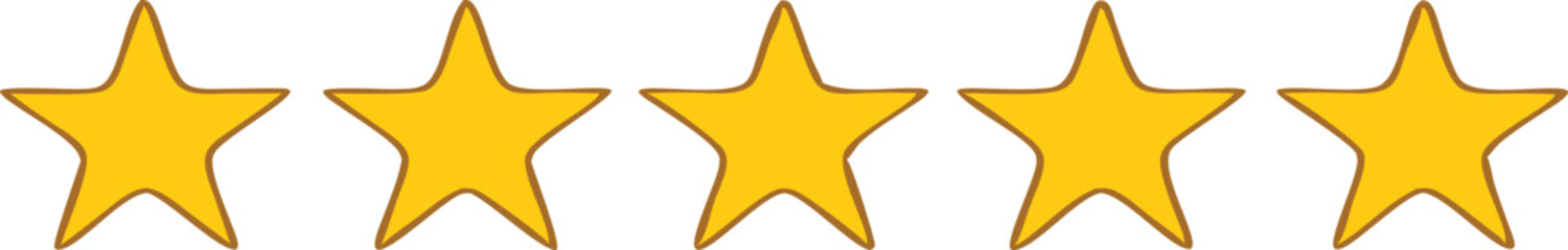 Five stars customer product rating review flat icon for apps and websites.