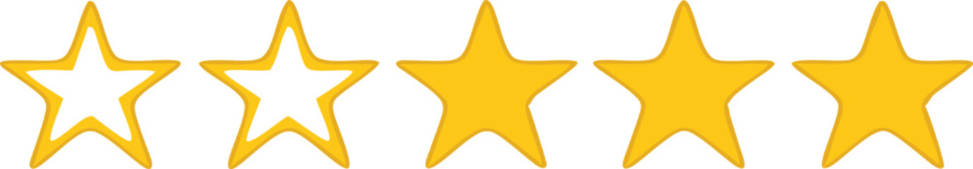 Five stars customer product rating review flat icon for apps and websites.