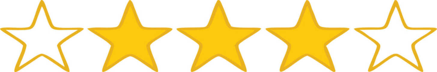 Five stars customer product rating review flat icon for apps and websites.