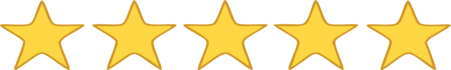 Five stars customer product rating review flat icon for apps and websites.