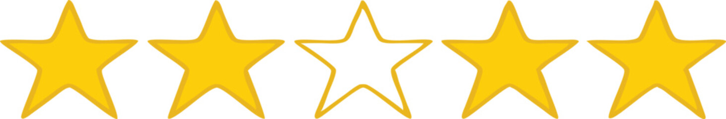 Five stars customer product rating review flat icon for apps and websites.