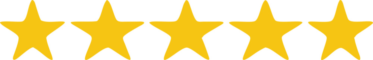 Five stars customer product rating review flat icon for apps and websites.