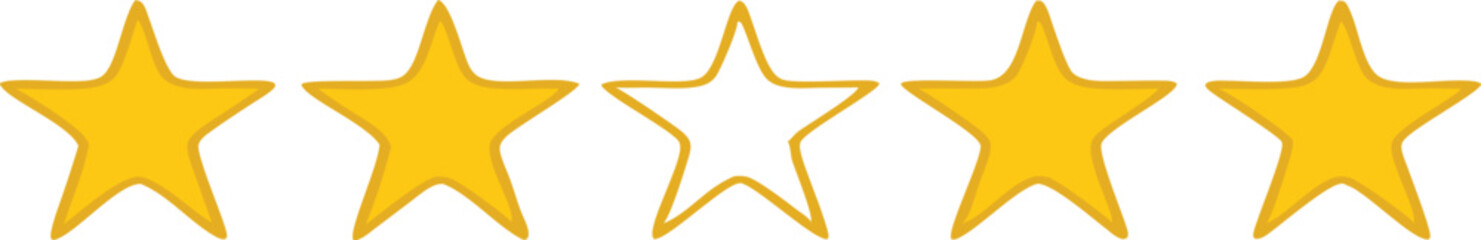 Five stars customer product rating review flat icon for apps and websites.