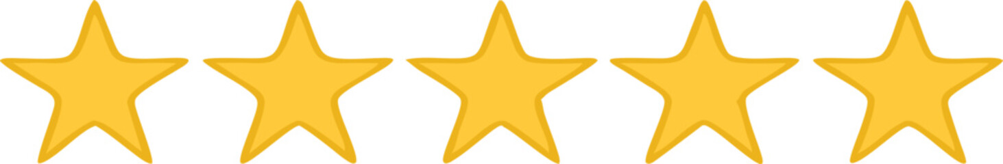 Five stars customer product rating review flat icon for apps and websites.
