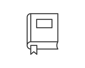 Clean line art book icon with a bookmark, perfect for websites, apps, or educational materials.  Simple, modern design suitable for various projects needing a reading, learning, or literature theme.