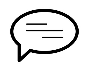 Bold speech bubble icon with text lines.  Perfect for websites, apps, and presentations needing a clean, modern communication symbol.