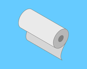 Clean, minimalist illustration of a roll of paper against a light blue background.  Perfect for concepts related to simplicity, organization, or new beginnings.