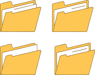 Folder icon set. Flat style. Vector