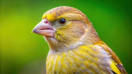Close-up of a Female European Greenfinch, Vibrant Plumage, Detailed Portrait