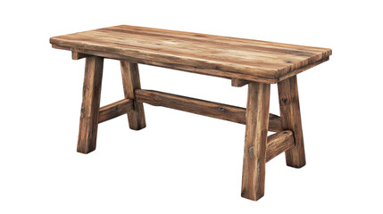 Rustic wooden table with sturdy legs ideal for dining or outdoor gatherings
