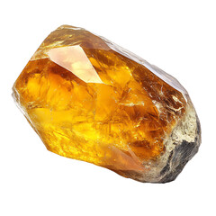 A Smooth Piece of Citrine with Deep Golden Hue Isolated on Transparent Background