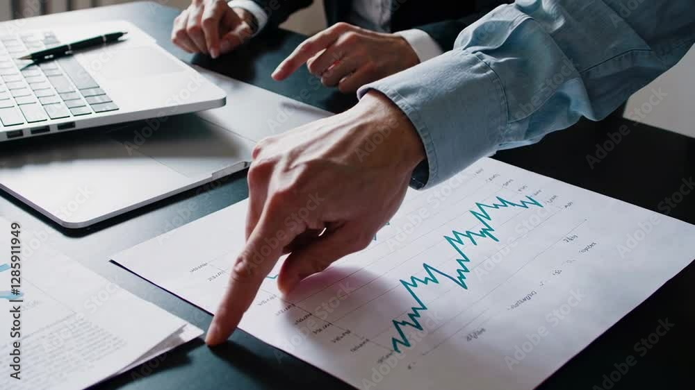 Aufkleber professional executive analyzing financial chart, revealing market insights during strategic corpora