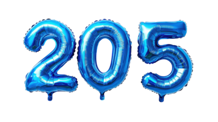 Bright blue foil balloons displaying the number 205, ideal for celebratory events and decorations in various settings