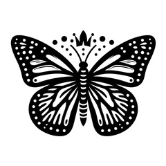 Monarch butterfly icon of silhouette, isolated on white background