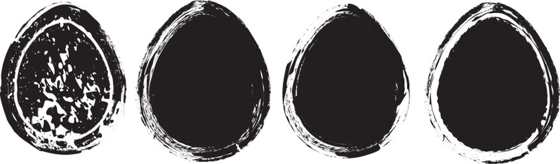 Easter egg texture collection.Distressed Oval Post Stamp . Geometrical decorated Easter egg. Sprayed, noised, speckled, textured, transparent oval collection. Vector Illustration . Egg texture set.