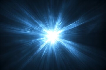 Bright blue light burst explosion in dark space.