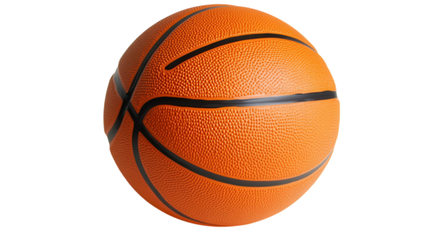 Bright orange basketball resting on a surface ready for play during an afternoon game