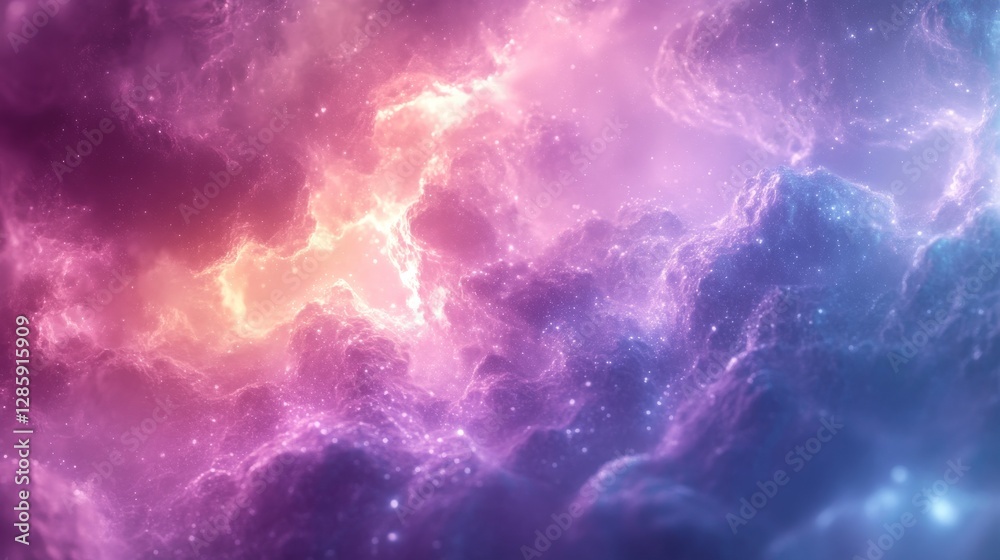Poster an abstract view depicting space with beautiful colors and nebulae