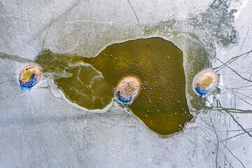 Rezerwat przyrody Łężczok – wodny rezerwat przyrody w województwie śląskim, w powiecie raciborskim. Panorama w zimie z lotu ptaka. © Franciszek