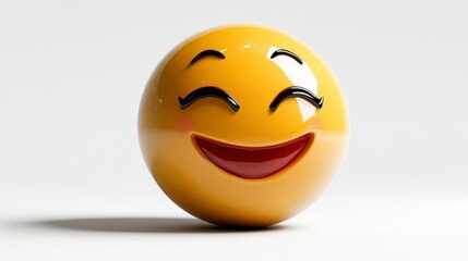 Fototapeta premium Smiling Emoji on White Background, cheerful expression, isolated design, vibrant colors, ideal for digital communication and social media use
