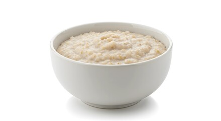 Creamy Oatmeal in White Bowl Warm and Wholesome Breakfast on a Clean White Background