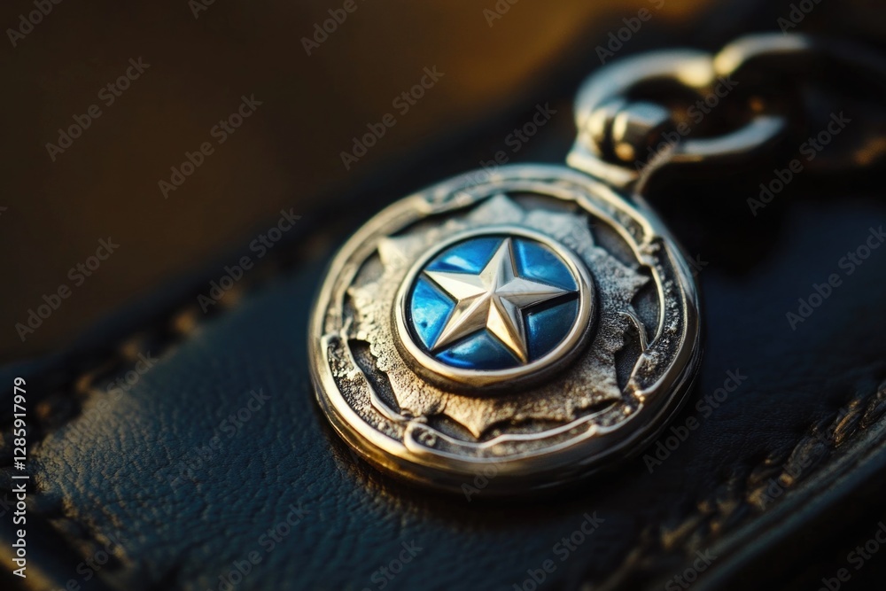 Poster a close-up shot of a keychain featuring a small star design