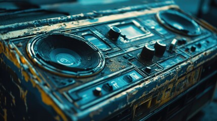 An old radio sitting on a table, perfect for nostalgic or vintage-themed designs